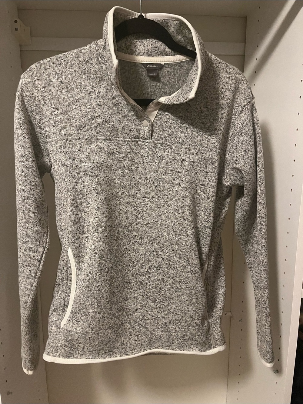 Eddie Bauer Women's Heather Gray Quarter-Snap Pullover Sweater